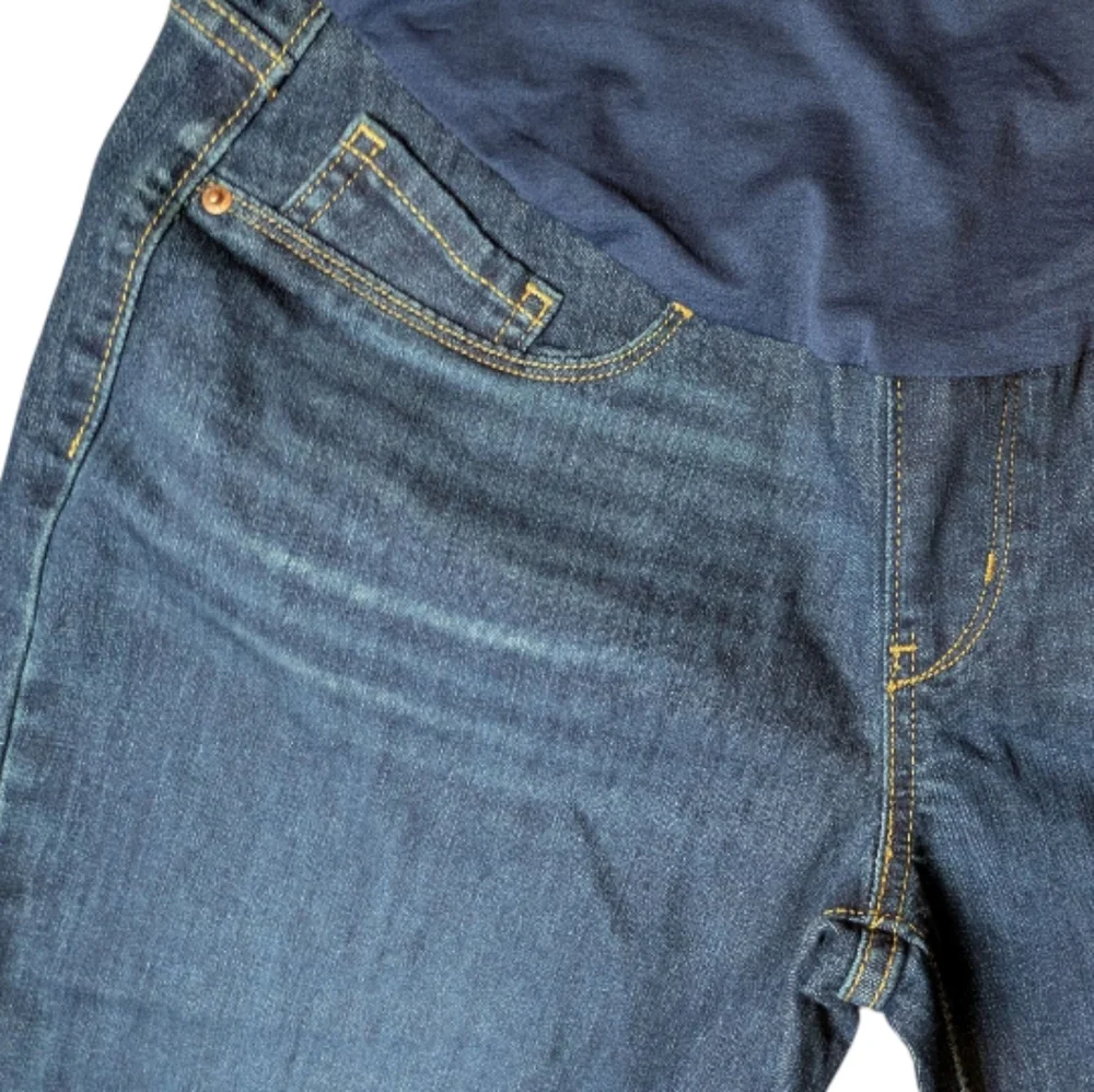 Levi Strauss Maternity Skinny Dark Rinse Super Stretch Full Tummy Panel Jeans Lg